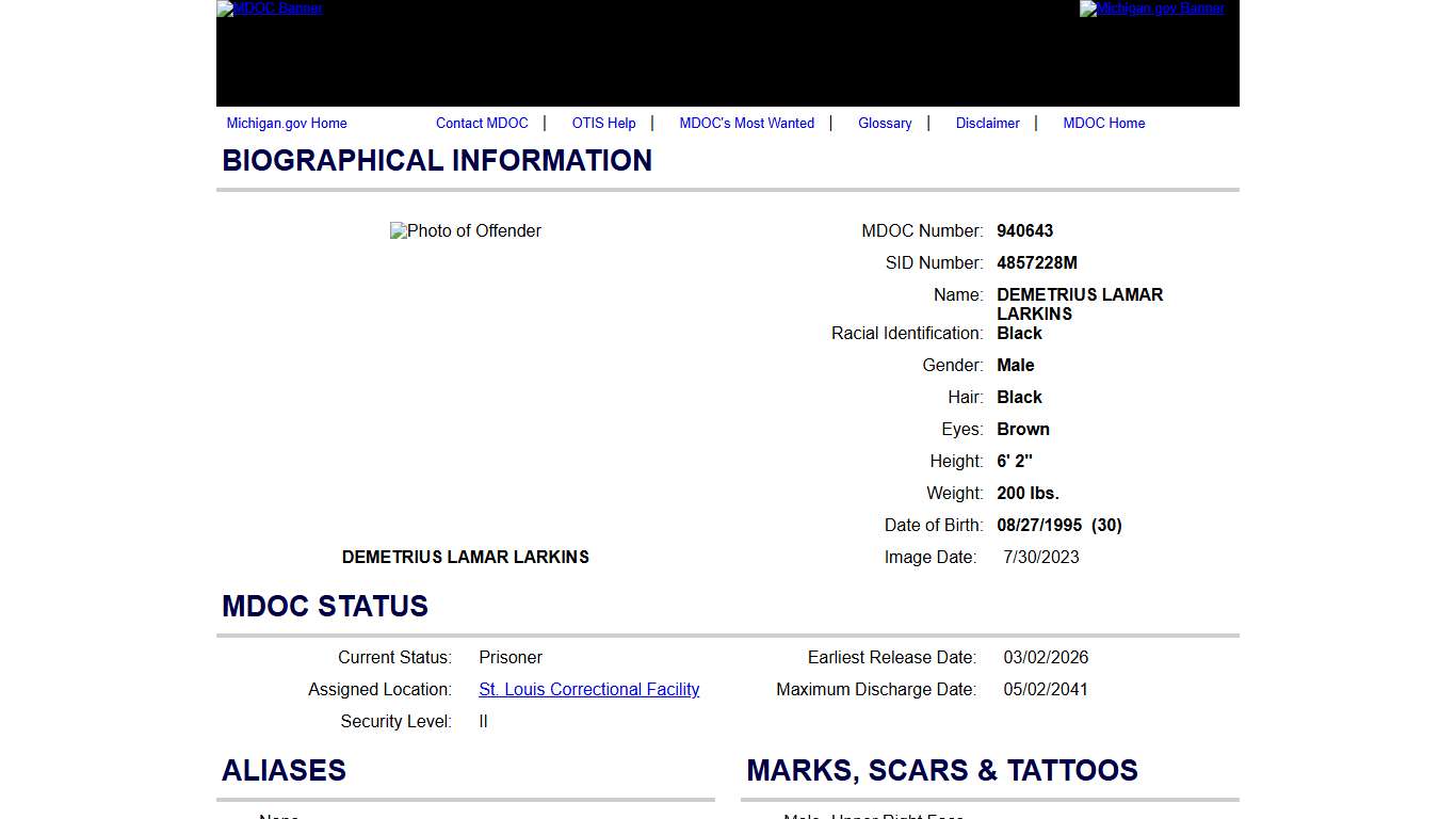 Offender Tracking Information System (OTIS) - Offender Profile